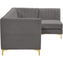  Manufacturer Color_Grey -- Alina 91" Grey Velvet Upholstered 4 pc Modular Sectional IMAGE 10