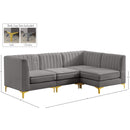  Manufacturer Color_Grey -- Alina 91" Grey Velvet Upholstered 4 pc Modular Sectional IMAGE 20