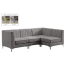  Manufacturer Color_Grey -- Alina 91" Grey Velvet Upholstered 4 pc Modular Sectional IMAGE 2