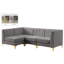  Manufacturer Color_Grey -- Alina 91" Grey Velvet Upholstered 4 pc Modular Sectional IMAGE 3
