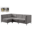  Manufacturer Color_Grey -- Alina 91" Grey Velvet Upholstered 4 pc Modular Sectional IMAGE 4