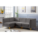  Manufacturer Color_Grey -- Alina 91" Grey Velvet Upholstered 4 pc Modular Sectional IMAGE 5