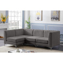  Manufacturer Color_Grey -- Alina 91" Grey Velvet Upholstered 4 pc Modular Sectional IMAGE 6