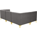  Manufacturer Color_Grey -- Alina 91" Grey Velvet Upholstered 4 pc Modular Sectional IMAGE 7