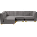  Manufacturer Color_Grey -- Alina 91" Grey Velvet Upholstered 4 pc Modular Sectional IMAGE 8