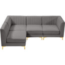  Manufacturer Color_Grey -- Alina 91" Grey Velvet Upholstered 4 pc Modular Sectional IMAGE 9