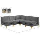  Manufacturer Color_Grey -- Alina 84.5" Grey Velvet Upholstered 5 pc Modular Sectional IMAGE 17