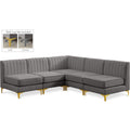  Manufacturer Color_Grey -- Alina 84.5" Grey Velvet Upholstered 5 pc Modular Sectional IMAGE 1