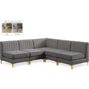  Manufacturer Color_Grey -- Alina 84.5" Grey Velvet Upholstered 5 pc Modular Sectional IMAGE 1