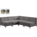  Manufacturer Color_Grey -- Alina 84.5" Grey Velvet Upholstered 5 pc Modular Sectional IMAGE 2