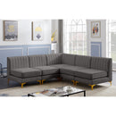  Manufacturer Color_Grey -- Alina 84.5" Grey Velvet Upholstered 5 pc Modular Sectional IMAGE 3
