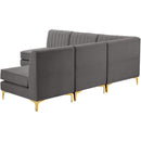  Manufacturer Color_Grey -- Alina 84.5" Grey Velvet Upholstered 5 pc Modular Sectional IMAGE 5