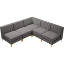  Manufacturer Color_Grey -- Alina 84.5" Grey Velvet Upholstered 5 pc Modular Sectional IMAGE 6
