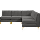  Manufacturer Color_Grey -- Alina 84.5" Grey Velvet Upholstered 5 pc Modular Sectional IMAGE 7