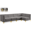  Manufacturer Color_Grey -- Alina 116.5" Grey Velvet Upholstered 5 pc Modular Sectional IMAGE 1