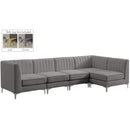  Manufacturer Color_Grey -- Alina 116.5" Grey Velvet Upholstered 5 pc Modular Sectional IMAGE 2