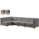  Manufacturer Color_Grey -- Alina 116.5" Grey Velvet Upholstered 5 pc Modular Sectional IMAGE 3