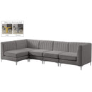  Manufacturer Color_Grey -- Alina 116.5" Grey Velvet Upholstered 5 pc Modular Sectional IMAGE 4