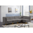  Manufacturer Color_Grey -- Alina 116.5" Grey Velvet Upholstered 5 pc Modular Sectional IMAGE 5