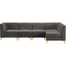  Manufacturer Color_Grey -- Alina 116.5" Grey Velvet Upholstered 5 pc Modular Sectional IMAGE 8