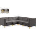  Manufacturer Color_Grey -- Alina 91" Grey Velvet Upholstered 5 pc Modular Sectional IMAGE 1
