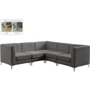  Manufacturer Color_Grey -- Alina 91" Grey Velvet Upholstered 5 pc Modular Sectional IMAGE 2