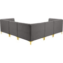  Manufacturer Color_Grey -- Alina 91" Grey Velvet Upholstered 5 pc Modular Sectional IMAGE 5