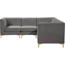  Manufacturer Color_Grey -- Alina 91" Grey Velvet Upholstered 5 pc Modular Sectional IMAGE 7
