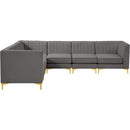  Manufacturer Color_Grey -- Alina 116.5" Grey Velvet Upholstered 6 pc Modular Sectional IMAGE 10