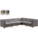  Manufacturer Color_Grey -- Alina 116.5" Grey Velvet Upholstered 6 pc Modular Sectional IMAGE 1