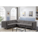  Manufacturer Color_Grey -- Alina 116.5" Grey Velvet Upholstered 6 pc Modular Sectional IMAGE 6