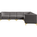  Manufacturer Color_Grey -- Alina 116.5" Grey Velvet Upholstered 6 pc Modular Sectional IMAGE 9