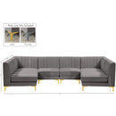  Manufacturer Color_Grey -- Alina 116.5" Grey Velvet Upholstered 6 pc Modular Sectional IMAGE 14