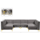 Meridian Alina Grey Velvet Modular Sectional IMAGE 14