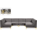  Manufacturer Color_Grey -- Alina 116.5" Grey Velvet Upholstered 6 pc Modular Sectional IMAGE 1