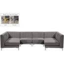 Manufacturer Color_Grey -- Alina 116.5" Grey Velvet Upholstered 6 pc Modular Sectional IMAGE 2