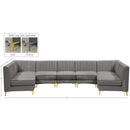  Manufacturer Color_Grey -- Alina 142" Grey Velvet Upholstered 7 pc Modular Sectional IMAGE 14