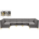  Manufacturer Color_Grey -- Alina 142" Grey Velvet Upholstered 7 pc Modular Sectional IMAGE 1