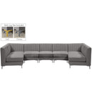  Manufacturer Color_Grey -- Alina 142" Grey Velvet Upholstered 7 pc Modular Sectional IMAGE 2