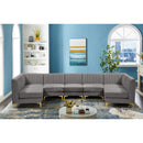  Manufacturer Color_Grey -- Alina 142" Grey Velvet Upholstered 7 pc Modular Sectional IMAGE 3