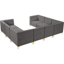  Manufacturer Color_Grey -- Alina 116.5" Grey Velvet Upholstered 8 pc Modular Sectional IMAGE 9
