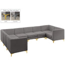  Manufacturer Color_Grey -- Alina 142" Grey Velvet Upholstered 8 pc Modular Sectional IMAGE 5