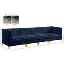  Manufacturer Color_Navy -- Alina 116.5" Navy Velvet Upholstered 4 pc Modular Sofa IMAGE 17