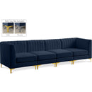  Manufacturer Color_Navy -- Alina 116.5" Navy Velvet Upholstered 4 pc Modular Sofa IMAGE 1
