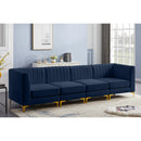  Manufacturer Color_Navy -- Alina 116.5" Navy Velvet Upholstered 4 pc Modular Sofa IMAGE 3