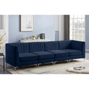  Manufacturer Color_Navy -- Alina 116.5" Navy Velvet Upholstered 4 pc Modular Sofa IMAGE 4
