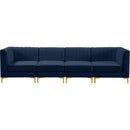  Manufacturer Color_Navy -- Alina 116.5" Navy Velvet Upholstered 4 pc Modular Sofa IMAGE 6