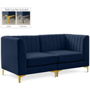  Manufacturer Color_Navy -- Alina 65" Navy Velvet Upholstered 2 pc Modular Loveseat IMAGE 1