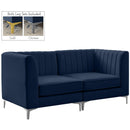  Manufacturer Color_Navy -- Alina 65" Navy Velvet Upholstered 2 pc Modular Loveseat IMAGE 2