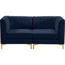  Manufacturer Color_Navy -- Alina 65" Navy Velvet Upholstered 2 pc Modular Loveseat IMAGE 6